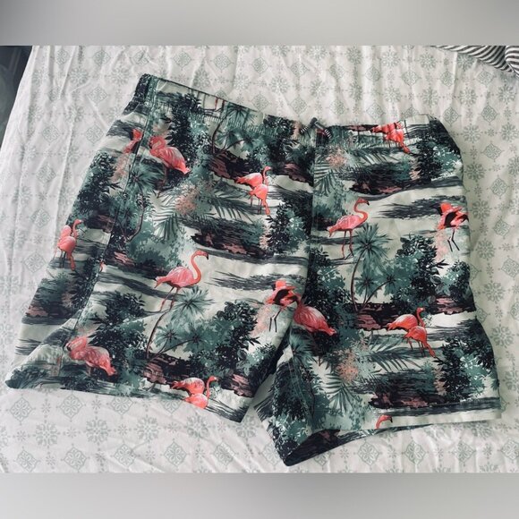 Surfcuz Swimming Trunks - green blue white pink - nylon mesh - size 36 waist - Picture 2 of 5